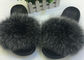 Ladies Genuine Luxurious Fox Fur Slippers Anti Slip Comfortable For Autumn Winter supplier