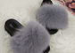 Light Grey Genuine Fur Furry House Slippers Soft For Indoor / Ourdoor supplier