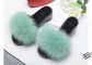 Winter Women Plush Real Fox Fur Slippers Anti Slip With EVA Rubber Sole supplier