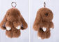 Brown Plush Rabbit Fur Keychain 15 Cm Handmade Lightweight For Handbag supplier