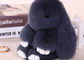 Smooth Fluffy fur Handbag Charm 15-20cm , Dyed Colors Rabbit fur keychain supplier