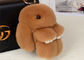 Dyed Brown Rabbit Fur Keychain 18cm Size PP Catton Fillings Used For Bag supplier