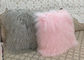 Genuine Long Hair Mongolian Sheepskin Throw Pillows Snow White 18&quot;x18&quot; supplier