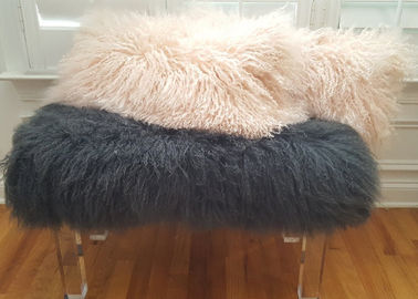 Mongolian sheepskin Hide 100% Long hair Tibet Lamb fur Curly wool plate Cover supplier