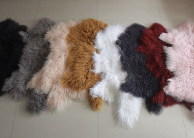 Mongolian sheepskin Hide 100% Long hair Tibet Lamb fur Curly wool plate Cover supplier