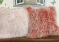 Living Room 16 Inch Mongolian Fur Pillow Long Curly Hair With Micro Suede Lining supplier