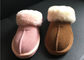 100% Sheepskin Slippers Ladies Shoes Chestnut EVA Soft Sole Suede Leather Slipper supplier