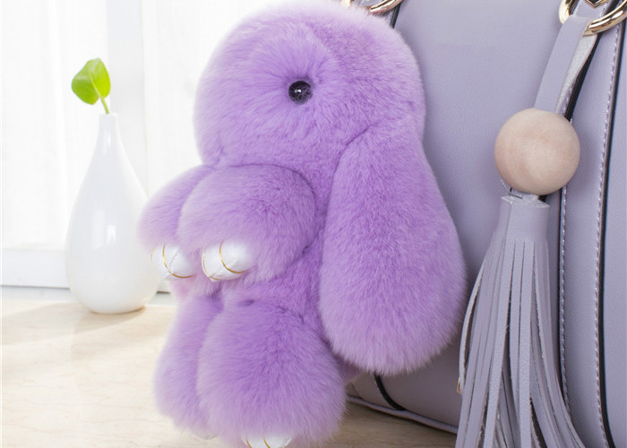 Lovely Shape Fluffy Rabbit Keychain , Pendant Soft Bunny Keychain 13 -25cm